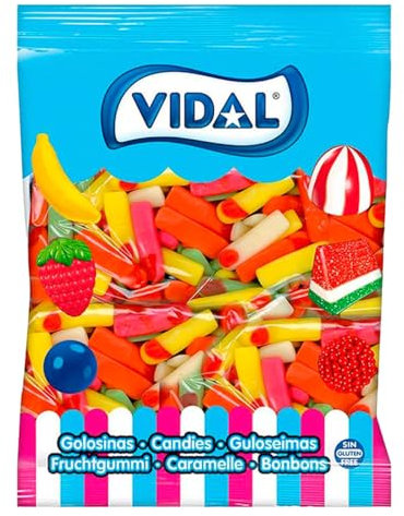Vidal Golosinas, Dedos Surtidos, Caramelo de Goma con Un Inconfundible Sabor. Colores Atractivos, Rosa/Amarillo/Naranja/Verde, Mezcla de Frutas, 1.5 Kg