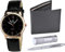 BELLOS Geschenkbox Herren Armbanduhr Schwarz Lampe LED – Stift, Schwarz Gold, 42, Armband, Schwarz Gold, 42, Armband, Schwarz/goldfarben., 42, Armband