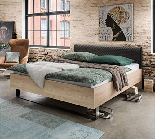 Wiemann Bett Brüssel Metallfuß Polsterkopfteil Steineiche Dekor 180x220
