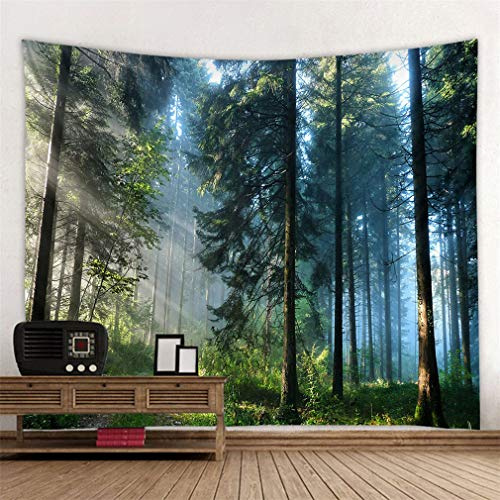 RAILONCH Wald Wandteppich Digitaldruck Tapestry Wandbehang Weiches Mikrofaser Stoff Throw Bedspread Queen Bed Dorm Décor (D,150x200cm)
