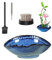 WANDIC Blumenvase, Blaue, unregelmäßige ovale Form, Ikebana-Vasen mit 3,5 cm Mini-Frosch, für Ikebana-Blumenarrangement, Kunst, Heimdekoration