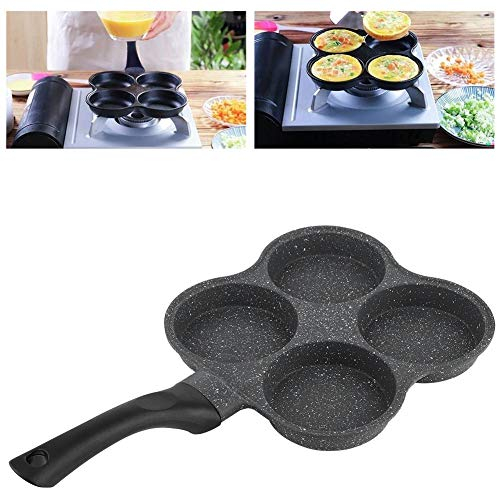 Jimfoty Cuiseur à Oeufs Poêle à Frire, Aluminium antiadhésif 4 Trous Crêpes Omelette Oeufs Poêle à Frire Machine à Petit déjeuner Ustensile de Cuisine Poêle à crêpes Polyvalente