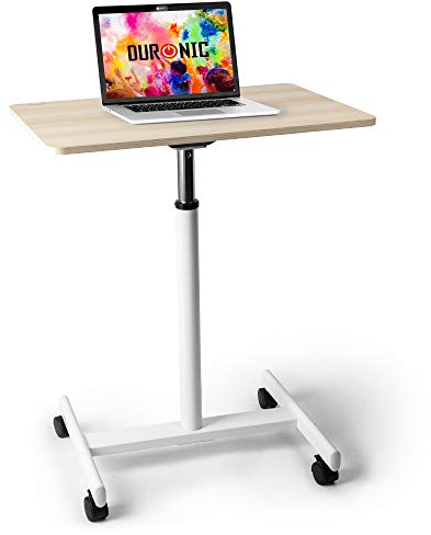 Duronic WPS67 Arbeitstisch | Laptoptisch 70 x 48 cm bis 30 kg | Computertisch mit Rollen | Höhenverstellbarer Projektortisch für Beamer | Sitz-Stehtisch Schreibtisch Rolltisch Beistelltisch Sofatisch