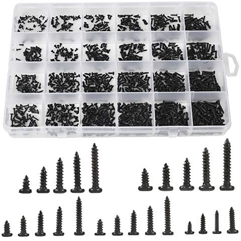 MEIYYJ 1100pcs Round Pan Head Tapping Screws Laptop Notebook Computer Screws Kit,M1.2,M1.4,M1.5,M1.7,M2 countersunk Phillips mini Screw Set for Electronic Repair (1100PCS)