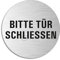Schild Tür schliessen Türschild aus Aluminium Edelstahloptik selbstklebend Ø 75 mm