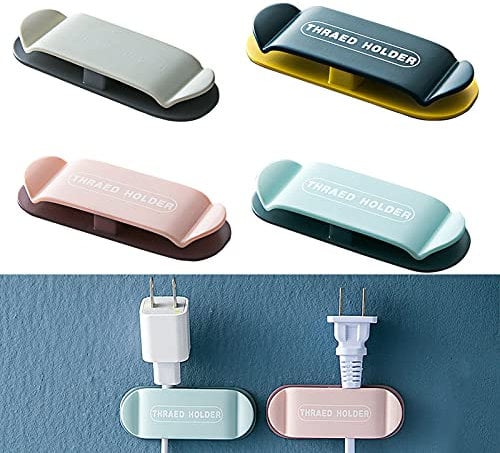 Qiuerte Plug Holder for Wall Non-marking Hook Cable Retainer,Cable Clips for Plug Retainers Wire Storage Artifact, Hole-free Clamp Cable Plugs Organizer