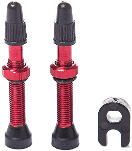 MEGHNA 2Pcs Fahrrad Presta Ventilschäfte Aluminiumlegierung 40mm Abnehmbarer Tubeless Ventilschaft mit Kunststoffkappe für Fahrradreifen für Straße und MTB Reifen