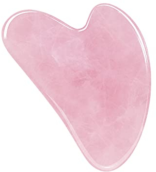 JCOTTON Gua Sha Stein, Verwendet Für Die Mikrozirkulation Im Gesicht/Entfernen Von Toxinen/Verhindern Von Falten/Verbessern Des Glanzes von Hautton - 100% Echter Rosenquarz