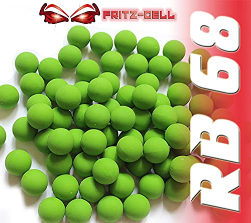 100 x RB Cal.68 grün Rubberball Gummigeschosse Fritz-Cell kompatibel mit T4E HDR50 / HDP5