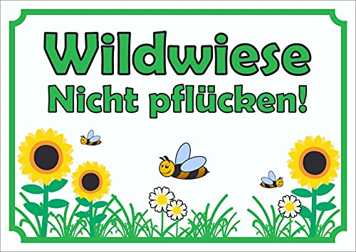 HB-Druck Schild Wildwiese Nicht pflücken waagerecht A4 (210x297mm)
