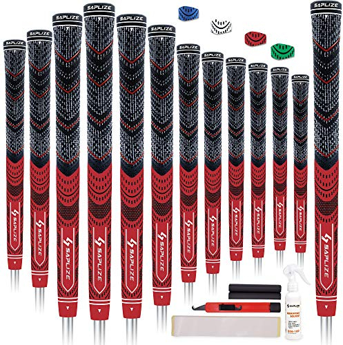 SAPLIZE Golf Griffe Satz von 13 Standard Größe mit kompletten Regripping Kits All Weather Compound Hybrid Rubber Golf Club Griffe, Rot