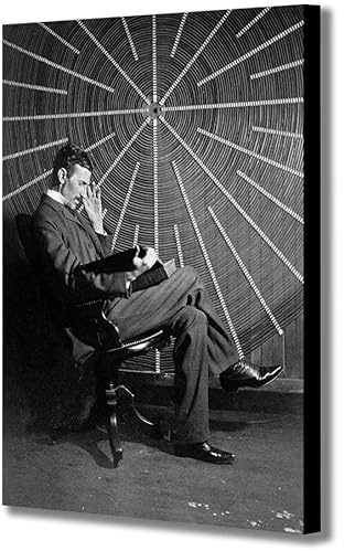 Nikola Tesla Leinwanddruck, gerahmt, verschiedene Größen, A0, 116,8 x 81,3 cm