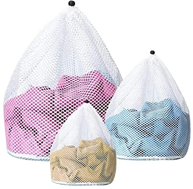 3 Pezzi Sacchetti Lavatrice, Con Coulisse Riutilizzabile Sacchetto Lavatrice a Rete Grossa, per Camicetta, Biancheria Intima, Reggiseno, Calzini, Calze, Lingerie