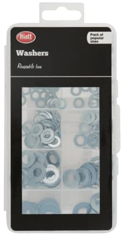 Hardware Solutions - Flat Washers - Reusable Box Value Kit 250 Pieces. Washers: 90 x 4mm, 50 x 5mm, 50 x 6mm, 40 x 8mm, 20 x 10mm
