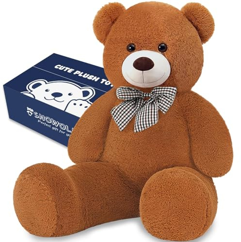 SNOWOLF XXL Teddybär 120cm Riesen Weiches Spielzeug groß Stofftier Plüschtier Plüschbär Kuschelbär Teddy Bär Geschenk (1.2m, Dunkelbraun)