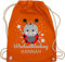 Turnbeutel Rucksack - Kita Beutel Wechselsachen Mädchen - Wechselkleidung Marienkäfer - Unisize - Orange - stoffbeutel wechselklamotten kindergarten wechselbeutel personalisierte wechselkleider
