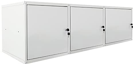 PROREGAL Mega Deal 3X Schließfachwürfel Cubic XL HxBxT 45x45x45cm Grau Schließfachschrank Metallspind Wertfachschrank Umkleideschrank 3 Fächer
