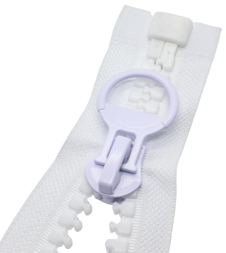 MebuZip 150 cm #20, chiusura lampo gigante, 14 mm, super grande, cerniera divisibile, chiusura lampo per tende, cappotti da cucito (bianco)