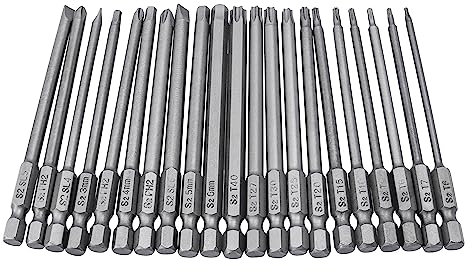 Bestgle 21pcs 1/4 Hex Shank 100mm/4-Inch Long Magnetic Screwdriver Bits Set, Hex Head Allen Wrench, Torx Security, Cross Phillips & Flat Head Slotted Tip Bit