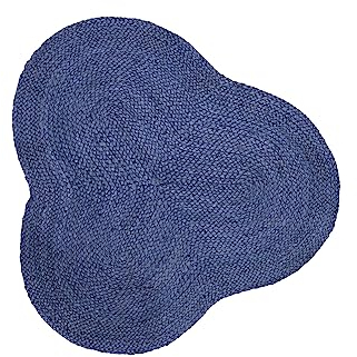 carpetfine Juteteppich Alia Sonderform Blau 120x120 cm handgewebt aus Jute | Moderner Naturteppich Uni im Boho - Style Teppich Oval für Wohnzimmer, Schlafzimmer und Küche