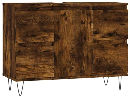 vidaXL Badschrank Räuchereiche 80x33x60 cm Holzwerkstoff