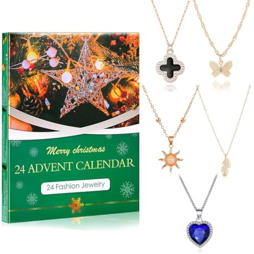 Adventskalender 2024 Frauen Schmuck, geschenk für frauen, 24 Überraschungen Halskette Ring Countdown,Damen Schmuck Set, Weinachtskalender Weihnachtsgeschenke für Mädchen Damen Teenager Kinder