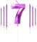 Purple 7th Birthday Candles Set, Number 7 Candle with Purple Long Candles, Birthday Candles for Cake, Birthday Candle, Cake Candles Cake Topper Decorations for Girls Women Birthday Party Wedding
