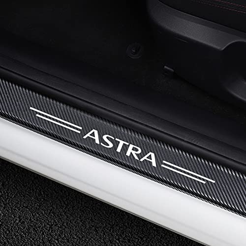 4pcs Car Sill Protector Strips for Op-el Astra J H G K Door Edge Entry Kick Plates Scuff Plate, Carbon Fiber Sticker Trim Non-Slip Anti-Scratch Accessories,White