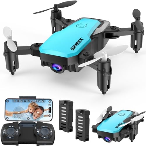 SIMREX X300C Mini Drone with Camera 720P HD, RC Quadcopter Foldable, Altitude Hold, 3D Flip, Headless Mode, Gravity Control and 2 Batteries, Blue