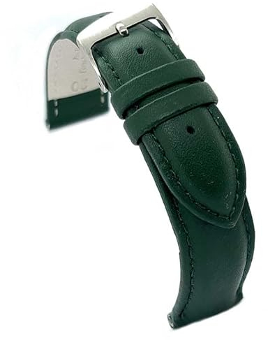 diloy Uhrenarmband aus glattes Rindsleder 26mm 28mm 30mm 32mm 34mm 36mm 38mm 40mm Ref. 302EA Militärgrün 32mm