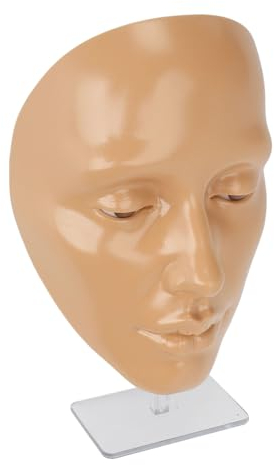 Make-up-Übungs-Gesichtsbrett, Wiederverwendbares 5D-Silikon-Make-up-Mannequin-Gesicht mit 20 Ml Make-up-Entferneröl, Vollgesichts-Übungs-Wimpern-Lidschatten mit Ständer für