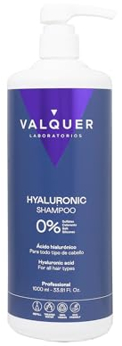 Valquer Hyaluronsäure Shampoo - Sulfatfrei mit Panthenol & Pflanzliches Keratin - Für alle Haartypen - 1000 ml