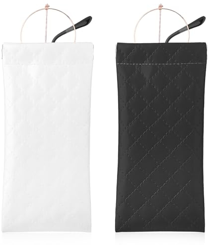 Giantree Funda suave para gafas de sol, 2 unidades, piel sintética, portátil, funda para gafas de lectura, cierre automático de la metralla, estuche para guardar gadgets, negro y blanco, Talla única
