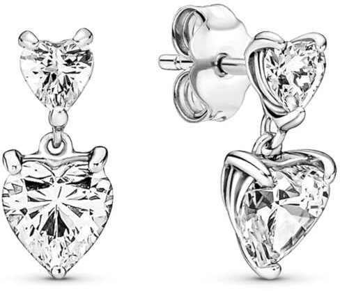 Ohrringe für Damen, 925 Sterling Silber Schmuck mit Herz Liebe Kristallen, Weihnachten Geburtstag Geschenke für Frau Freundin (Doppelte Liebe)