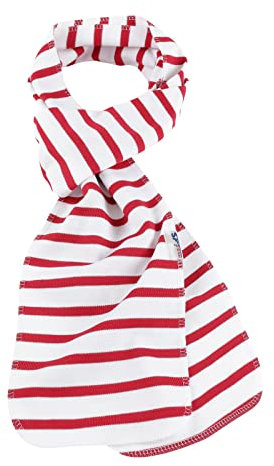 modAS Unisex Schal Bretonischer Kettelrandschal - Herrenschal Damenschal aus Baumwolle Größe 25 x 200 cm in Weiß-Rot