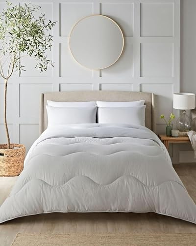Night Lark Ohne Bettdecke Einzelbett 10,5 Tog - Nordisches Nebelgrau | Kissenbezug Set mit Integriertem Bezug, waschbar, Smartfil®-Faser, hypoallergen, Einzelbett, 135x200cm, Seersucker