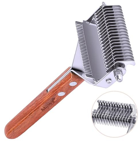 Double-Sided Undercoat Rake for Dogs & Cats, Gentle Dematting | Dematting Comb, Undercoat Rake for Dog and Cat-Safe Dematting Comb, Double Sided Shedding, Open Knot Rake for Dog