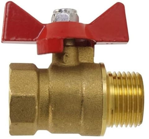 RSRSR KugelhahnMessing-Kugelhahn, Innengewinde auf Außengewinde, Zweiwege-Absperrventil mit Schmetterlingsgriff for Brenngas, Wasser, Öl, Luft (Größe: 3/4 Zoll)(3/4)