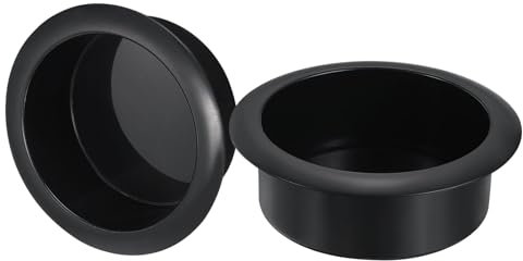 sourcing map 2 Pcs Plastic Drop-in Cup, 1.38 x 4.25 Drink Can Holder Poker Table Cup Holder Insert for Sofa Boat Car Marine, Black