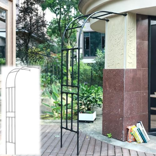 Semi-Laterale Archi Pergolato in metallo mezzo arco, Arco da giardino per esterni, Sostegno Piante Rampicanti 60x240x40cm 180x240x40cm 75x267x50cm 275x267x50cm Nero/Bianco(Bianco,WxHxD:180x240x40cm)