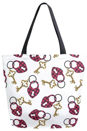 Shopper Tasche Buffalo Plaid Leopard Schlüssel Badetasche Großer Kapazität Arbeitstasche Wiederverwendbar Alltagstasche Für Pool Reisen Fitnessstudio