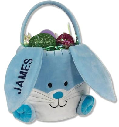 Osterkörbchen Personalisiert Osterhase mit Namen Ostergeschenke Kinder Junge Personalisierte Osterkorb Osternest,Personalisierte Geschenke (Blue)