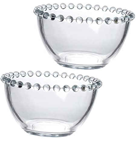 GRIRIW 2 Stück klare Glasschale bescherung weihnachten weihnachsgeschenk salad bowl geburtstagsgeschenk Vorspeisenteller dekorative Rüschenschale Korb Mehrzweckschale kleine Glasschale