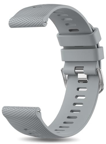 YLK 20mm Bracelet de Montre en Silicone, Souple Bracelet de Replacement en Dégagement Rapide avec Boucle en Même Couleur Homme Femme, Gris