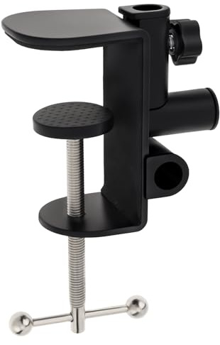 OriGlam Table Mount Clamp, Metal Mic Desk Clamp Holder, 3-in-1 Desk C-Clamp for Microphone Boom Arm Stand Holder, 0.47 inch/1.2cm Hole, Fits up to 2.76 inch/7cm Desktop Thickness