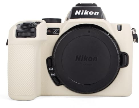 MUZIRI KINOKOO Silikonhülle kompatibel für Nikon Z50 II Digitalkamera, weiches Gummi Z50II Schutzhülle mit Handgriff-Design, rutschfest & kratzfest, gebrochenes Weiß
