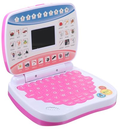 Mipcase Boy Girl Laptop Educational Toy Led Screen Learning Computer for Toddlers Compact Interactive Learning Pad in Pink Safe Design for Boys Girls Engaging Early Education Machine
