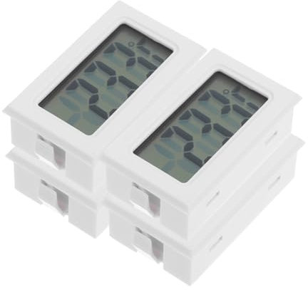 VANZACK 4 Piezas Termómetro Termostato Pequeño Termómetro Medidor De Temperatura Digital Termostato De Termómetros Digitales Hidrómetro Digital Mini Hidrómetros Blanco El Plastico