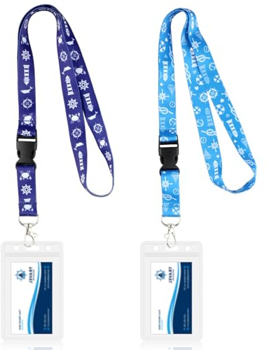 kclkda 2PCS Universal Cruise Lanyard with Waterproof PVC Cruise Card Holder | 2 Colors Soft Cruise Lanyards and Card Holders Ship Essentials Accessory for All Cruise Ship Key Cards (Light Blue+Dark Blue)