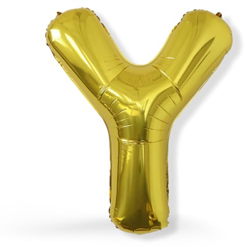 FUNXGO XXL Folienballon Buchstabe Y Gold Glänzend ca. 100cm - Riesen Alphabet Ballon - Helium oder Luftfüllung - Ideal für Geburtstag, Hochzeit, Jubiläum, Party Deko & JGA - Ballon Y Gold